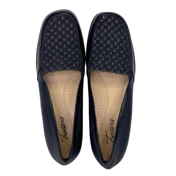 TROTTERS Jenkins Loafers Womens 8 Black Leather Metallic Comfort Walking Shoe - Picture 2 of 10